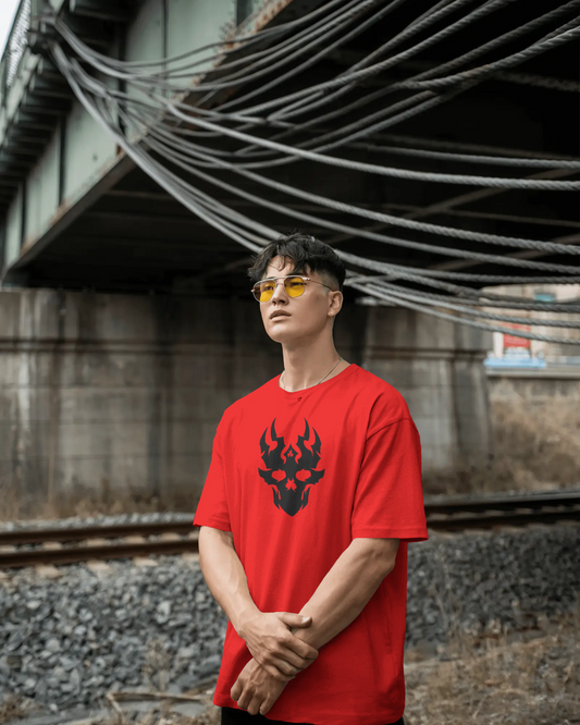 HELLCORE” – Inferno Skull Oversized Tee